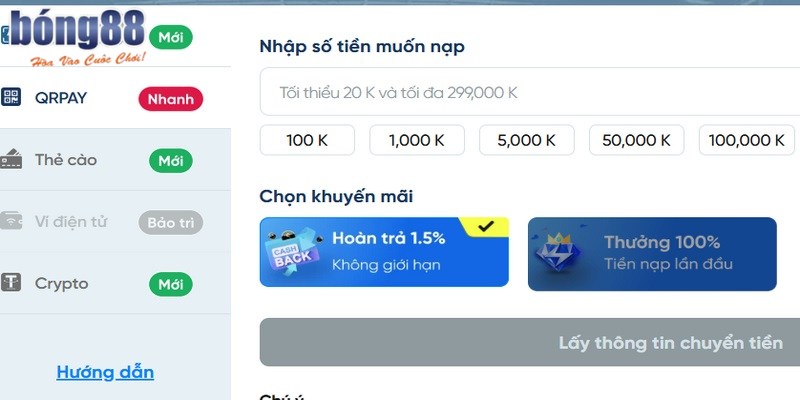 Lưu ý nạp tiền BONG88 để tránh rủi ro Lưu ý nạp tiền BONG88 để tránh rủi ro