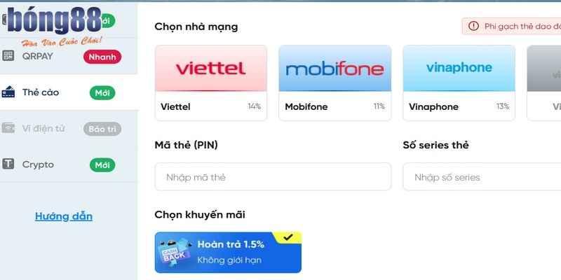Quy trình nạp tiền BONG88 chi tiết chỉ 3 phút Quy trình nạp tiền BONG88 chi tiết chỉ 3 phút